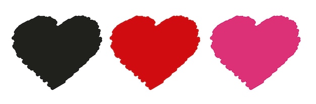 Vector harten pictogrammen instellen Simulatie van marker tekening harten geïsoleerd op een witte achtergrond Liefde symbool