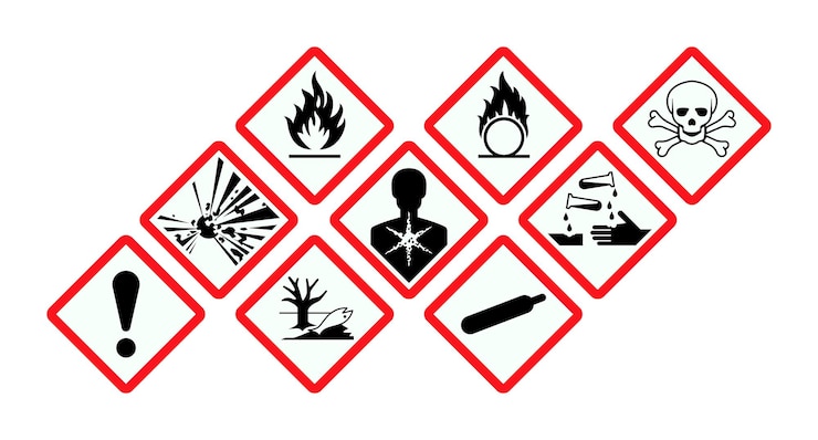 벡터 위험 물질 표지판 세계 조화 시스템 경고 표지판 Hazmat 격리 플래카드