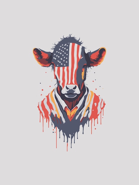 Vector of head of bull with american flag