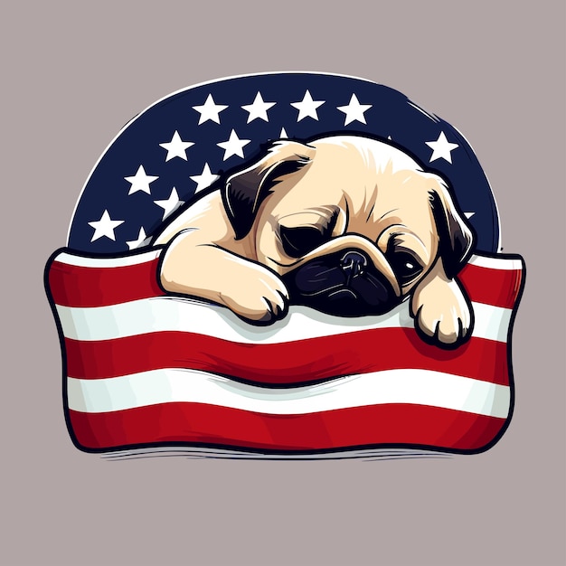 Vector head of dog american flag logo design