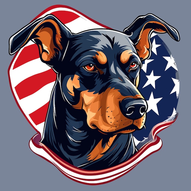 Vector vector head of dog american flag logo design