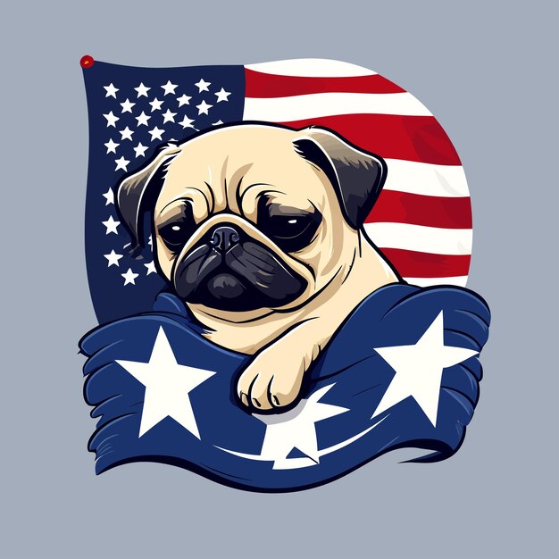 Vector head of dog american flag logo design