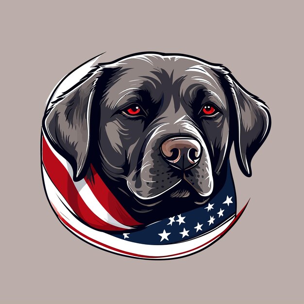 Vector vector head of dog american flag logo design