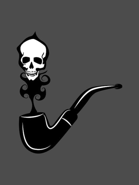 Vector head skull smoking illustration