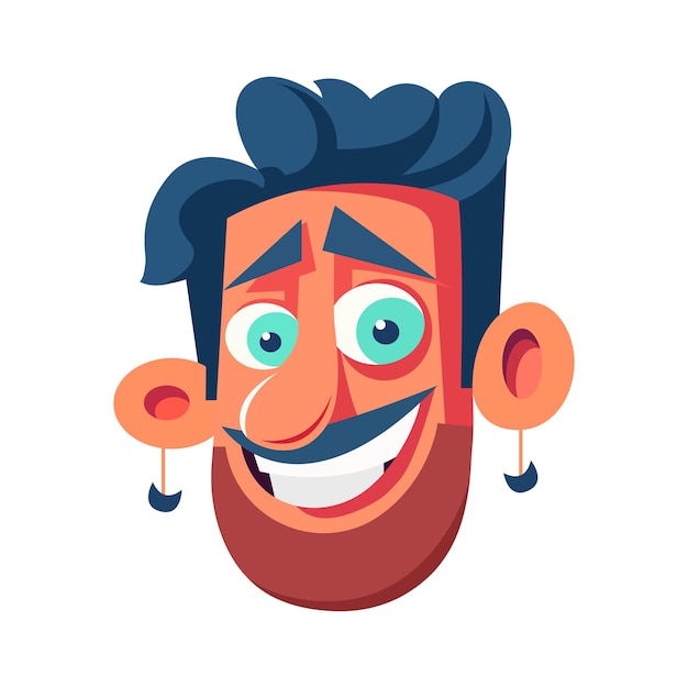 Vector vector head of a young age smiling man character