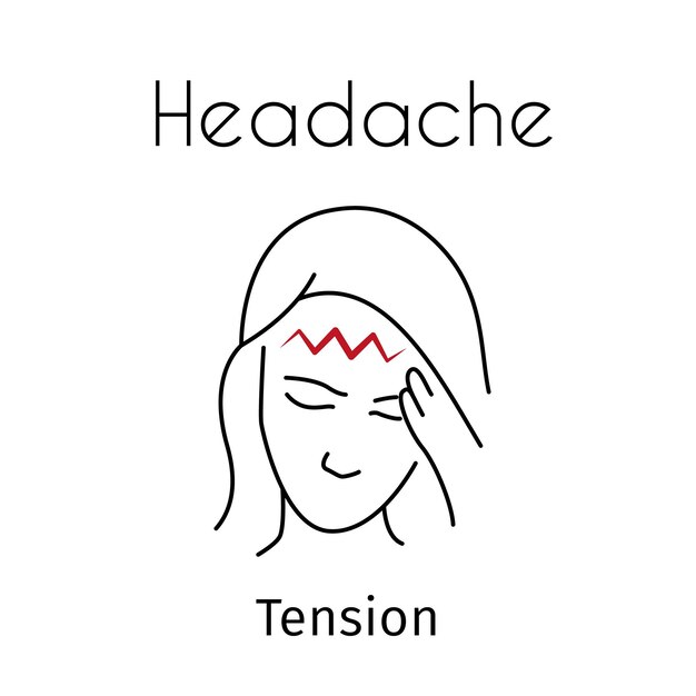 Vector Headache Linear Icon of Girl