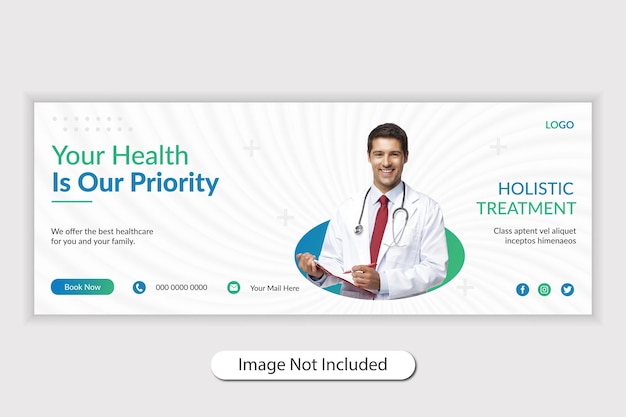 vector health facebook social media cover or email signature design template
