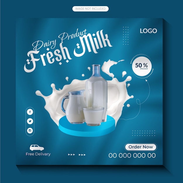 vector health food social media poster or instagram banner design