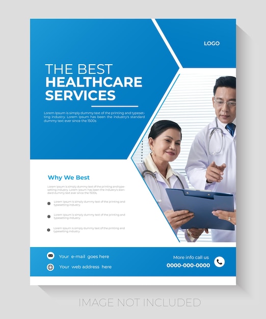 Vector vector healthcare and medical cover flyer template design