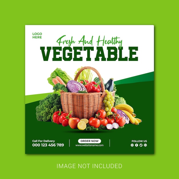 Vector vector healthy food vegetable social media post template