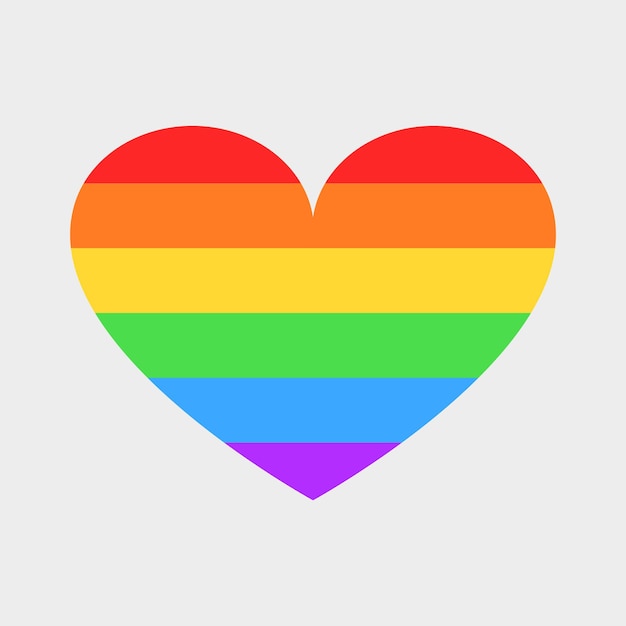 Vector vector heart in the colors of the lgbtq flag six horizontal stripes pride symbol human rights