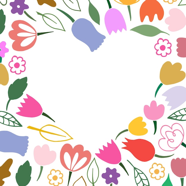 花で作られたベクトルハートフレームバレンタインデーカードの結婚式や誕生日の招待状