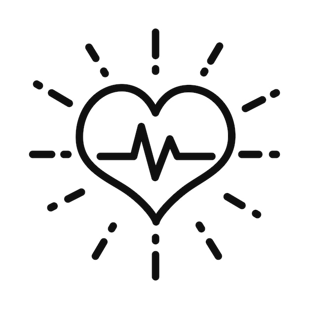 Vector vector heart icon with sign heartbeat vector illustration heart in flat style