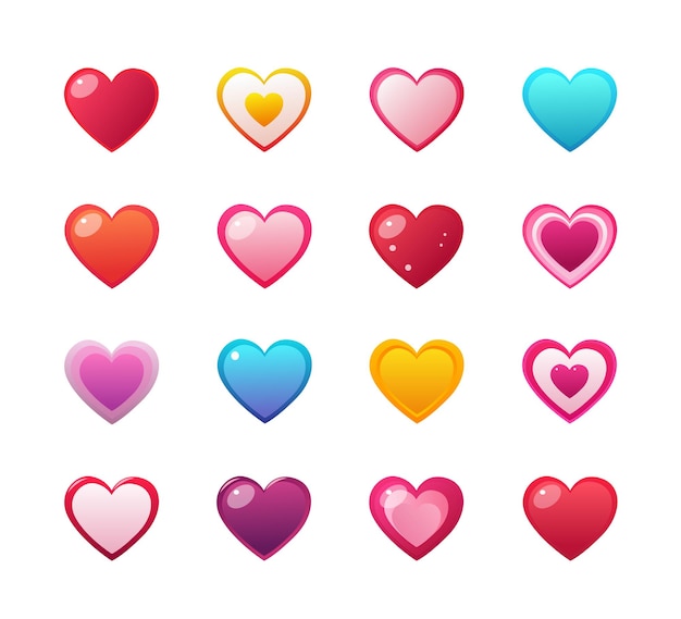 Vector vector heart love icon set manually created