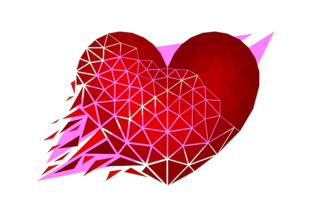 Vector vector heart in low poly style. digital art