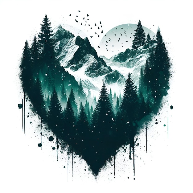 vector heart watercolor illustratoin