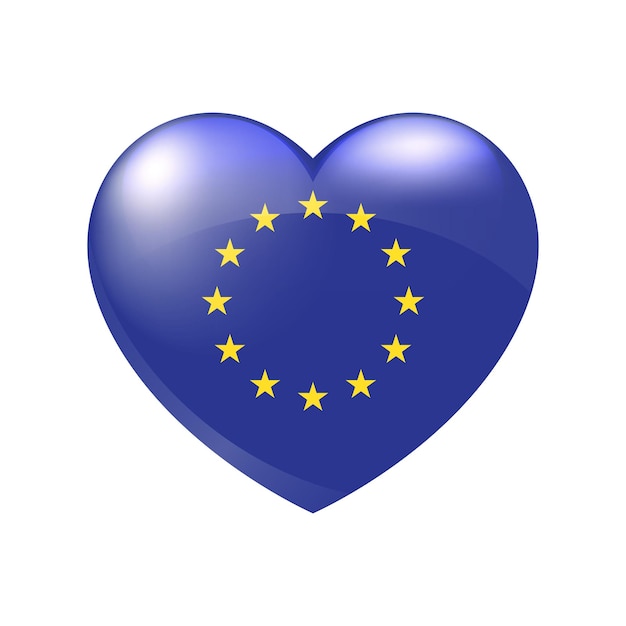 Vector heart with Europe flag icon. Love the European union symbol. Isolated illustration eps10