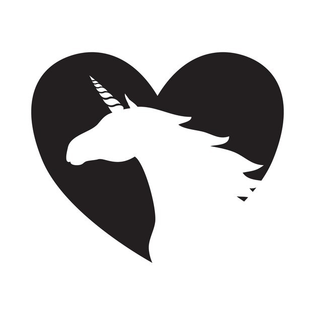 Vector vector heart with flat unicorn head