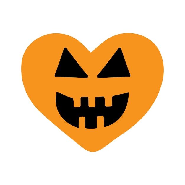 Vector heart with Halloween pumpkin scary face