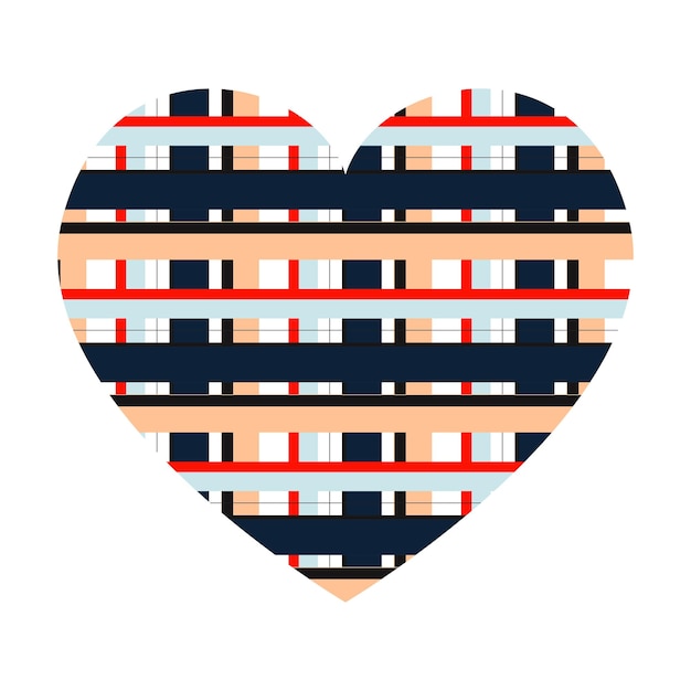 Vector heart with horizontal stripes pattern