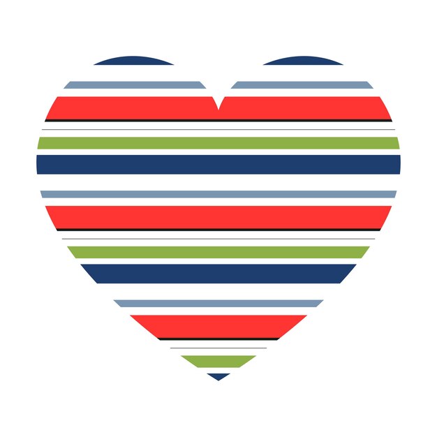 Vector heart with horizontal stripes pattern