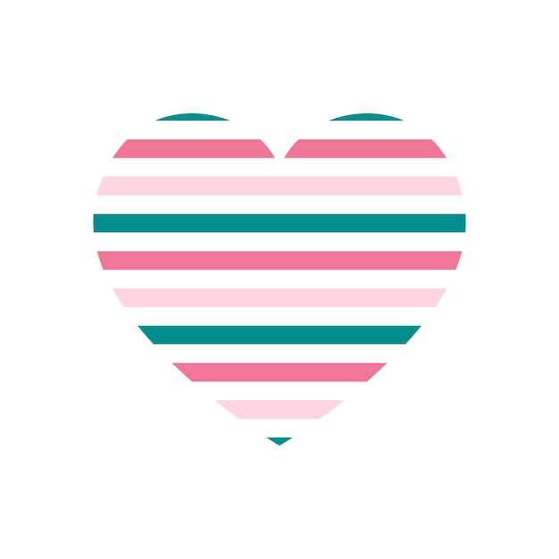 Vector heart with horizontal stripes pattern