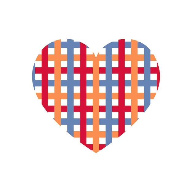 Vector heart with horizontal stripes pattern