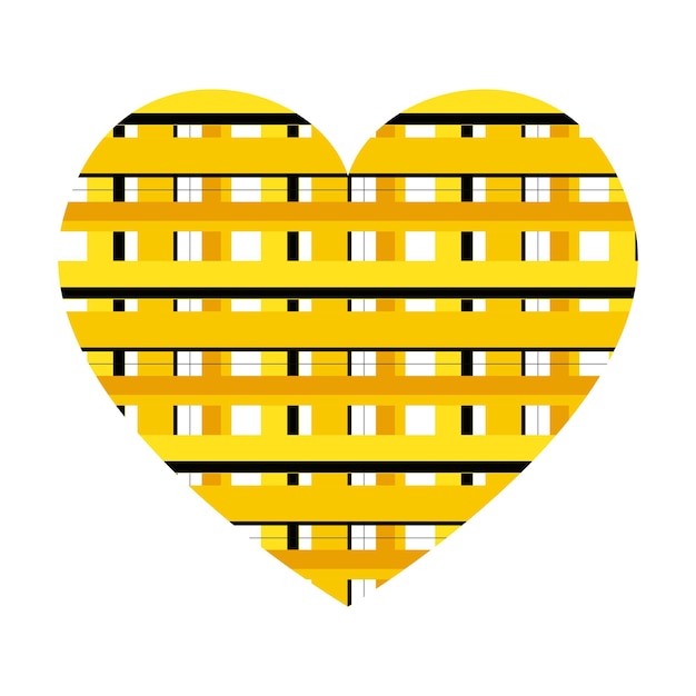 Vector heart with horizontal stripes pattern