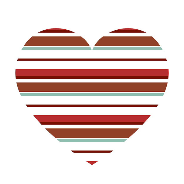 Vector heart with horizontal stripes pattern