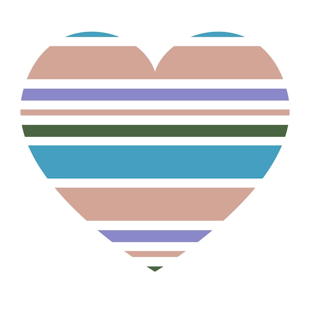 Vector vector heart with horizontal stripes pattern