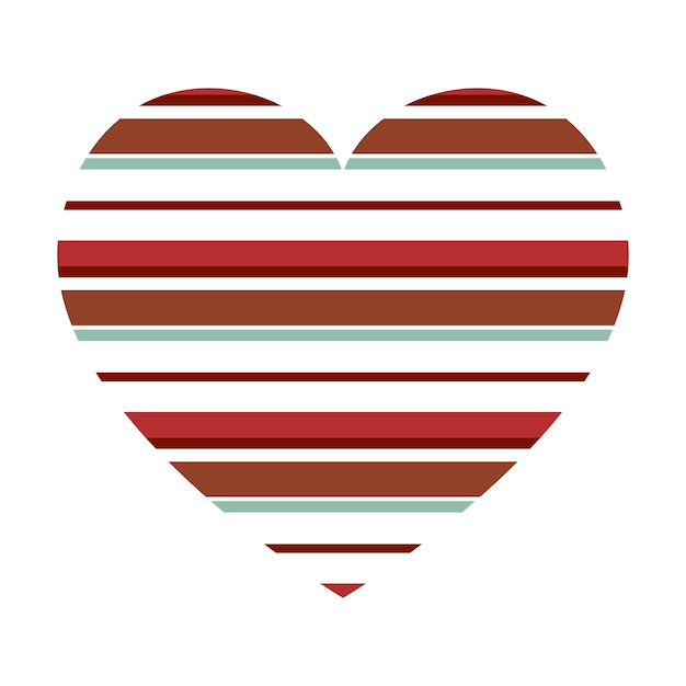 Vector vector heart with horizontal stripes pattern