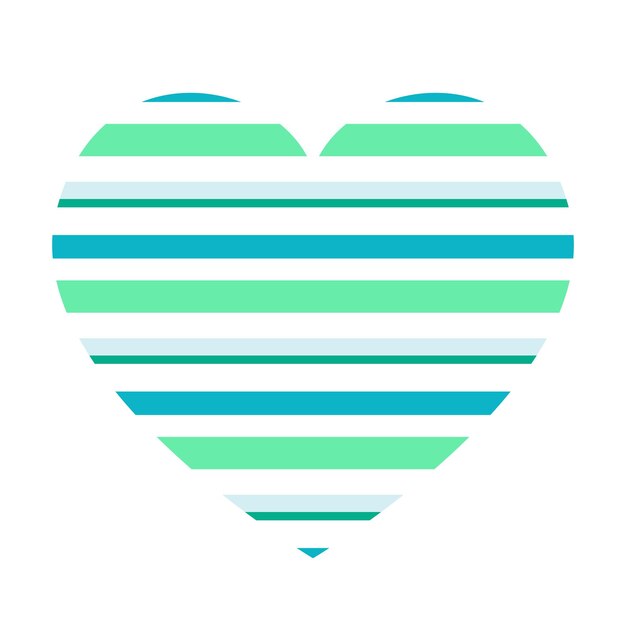 Vector heart with horizontal stripes pattern