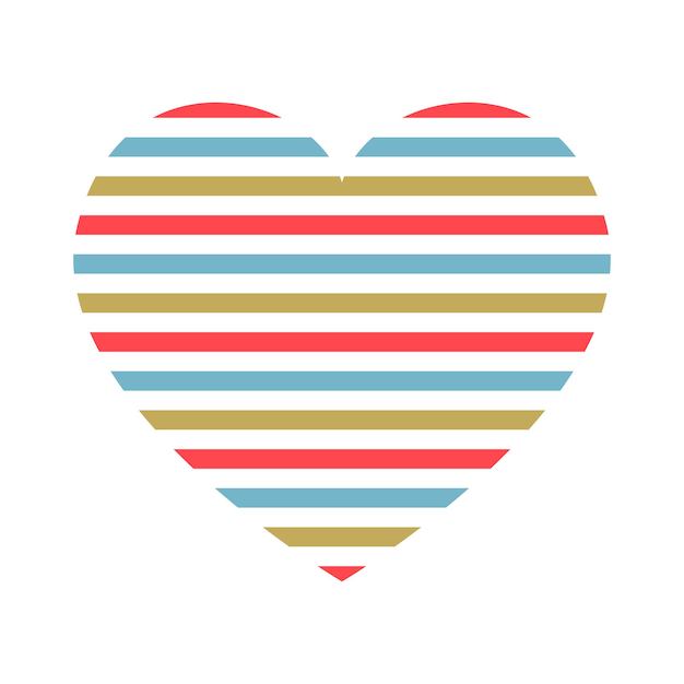 Vector heart with horizontal stripes pattern