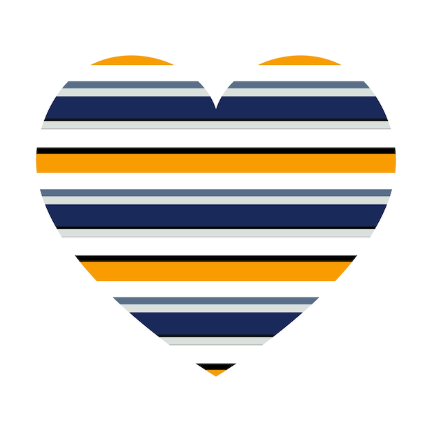 Vector heart with horizontal stripes pattern