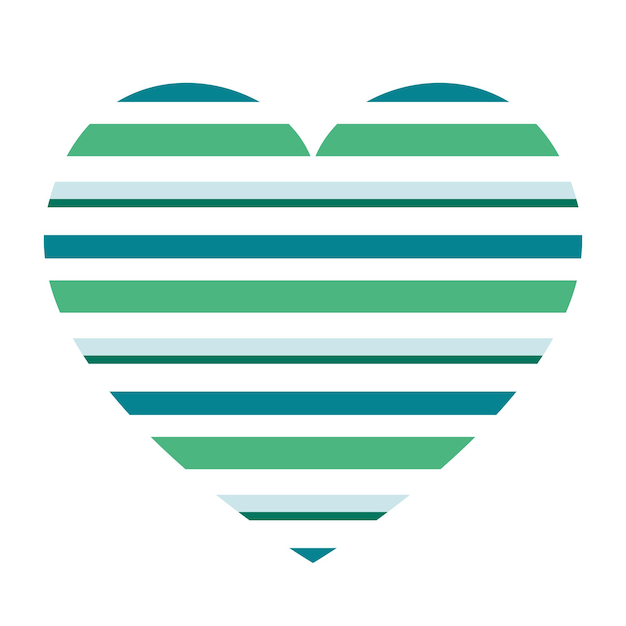 Vector vector heart with horizontal stripes pattern