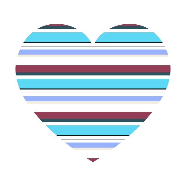 Vector heart with horizontal stripes pattern