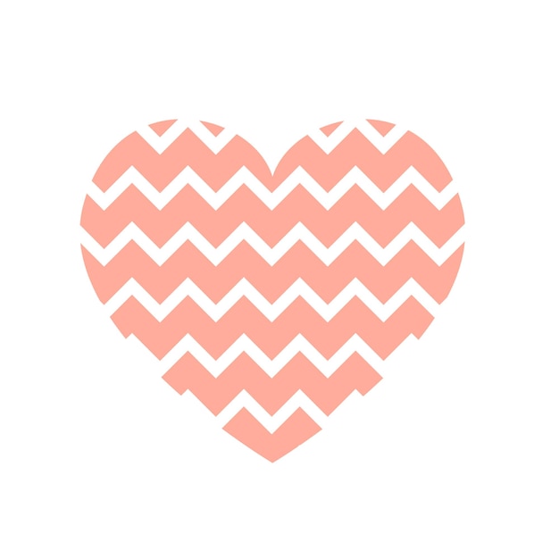 Vector heart with horizontal zigzag stripes pattern