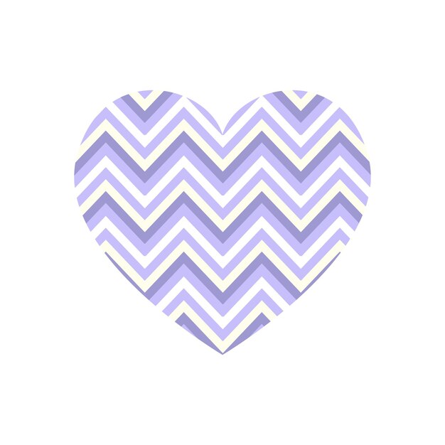 Vector heart with horizontal zigzag stripes pattern