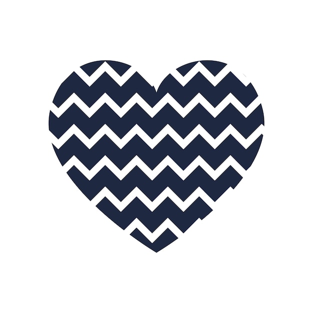 Vector heart with horizontal zigzag stripes pattern