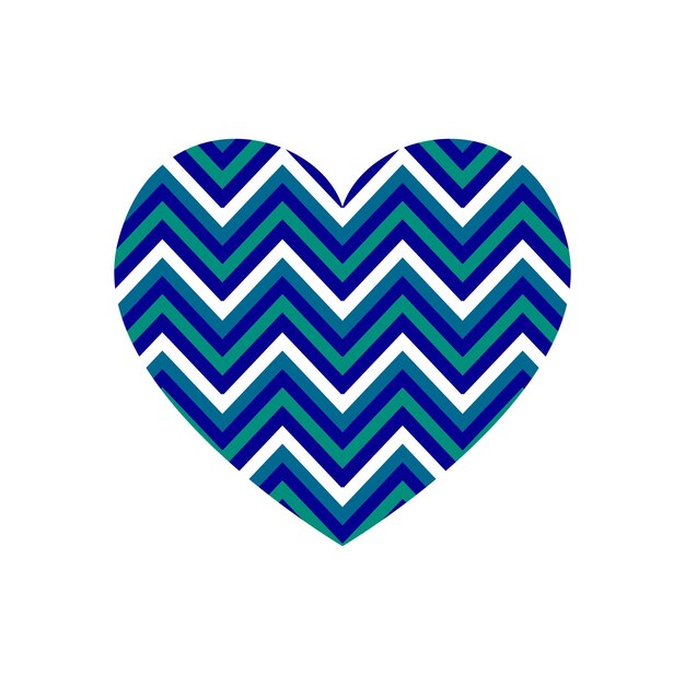 Vector heart with horizontal zigzag stripes pattern