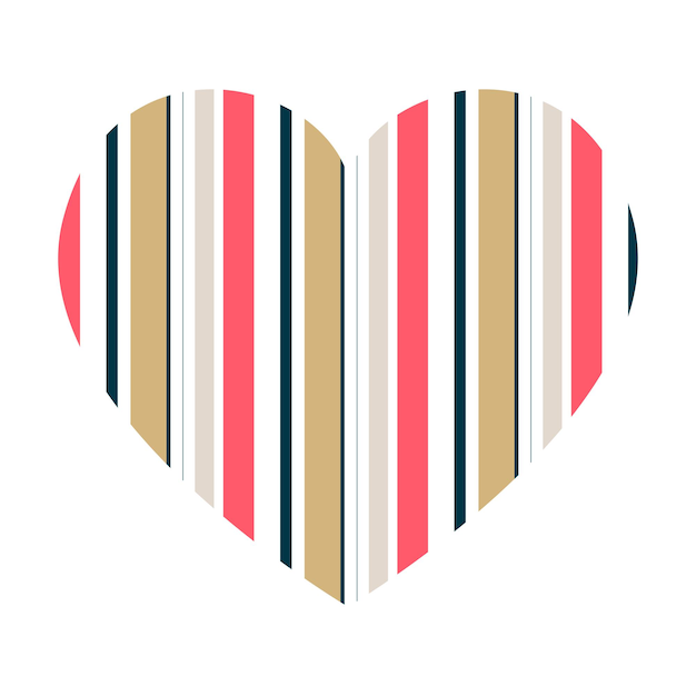 Vector heart with vertical stripes pattern