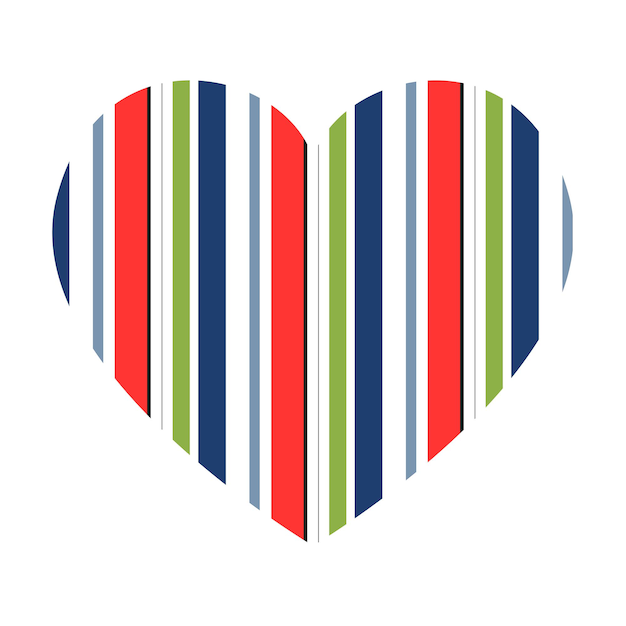 Vector heart with vertical stripes pattern