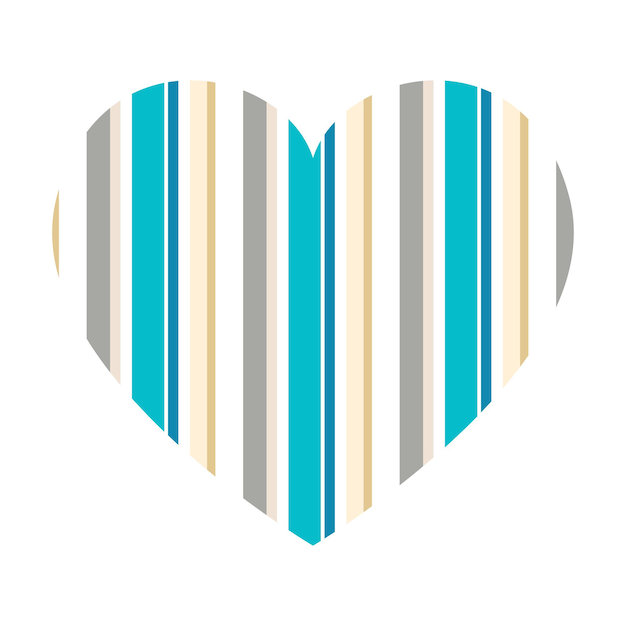 Vector heart with vertical stripes pattern