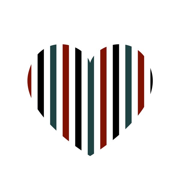 Vector heart with vertical stripes pattern