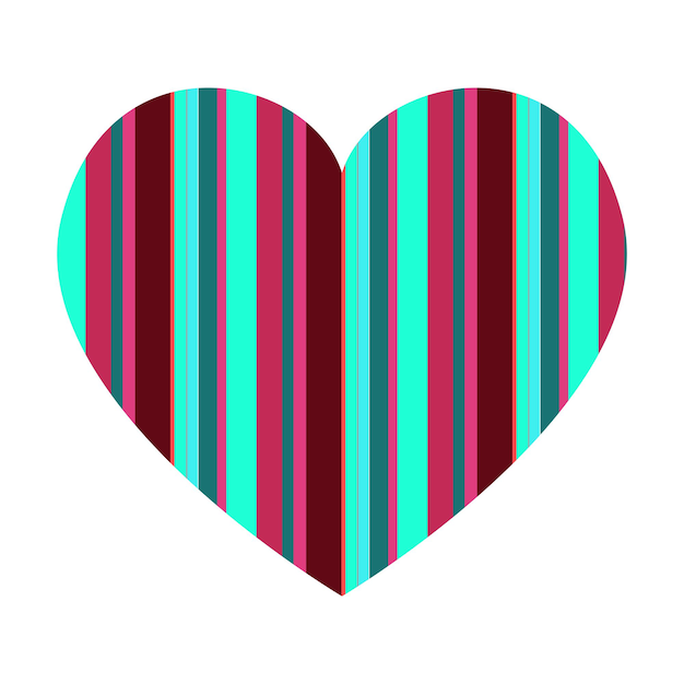 Vector heart with vertical stripes pattern