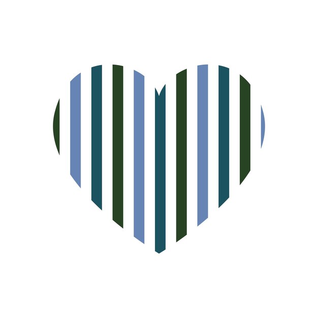 Vector heart with vertical stripes pattern