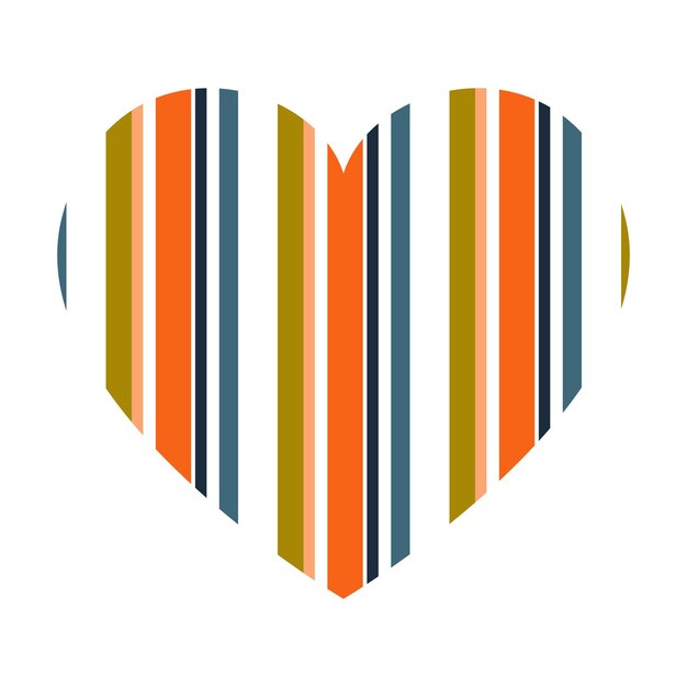 Vector heart with vertical stripes pattern