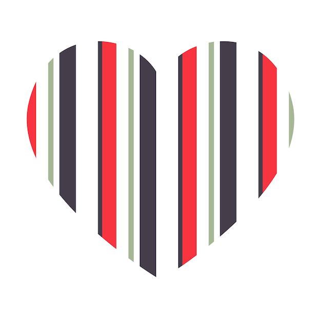 Vector heart with vertical stripes pattern