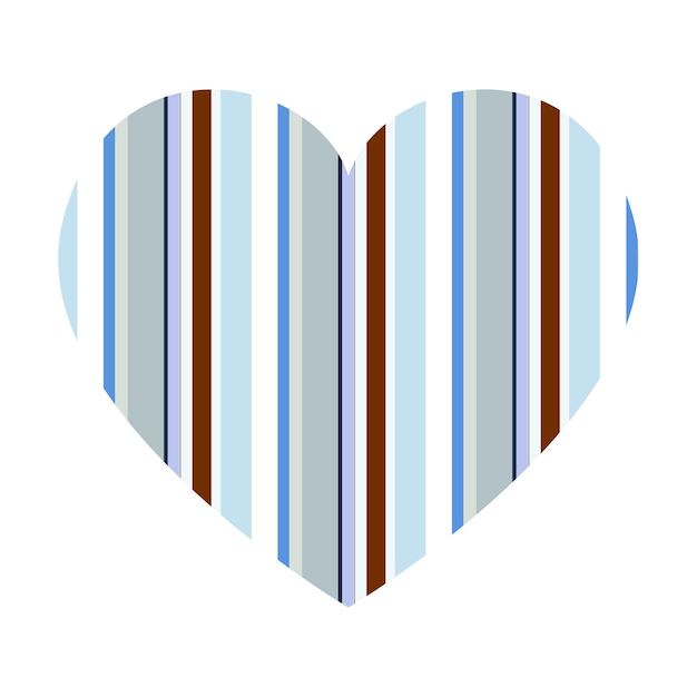 Vector heart with vertical stripes pattern