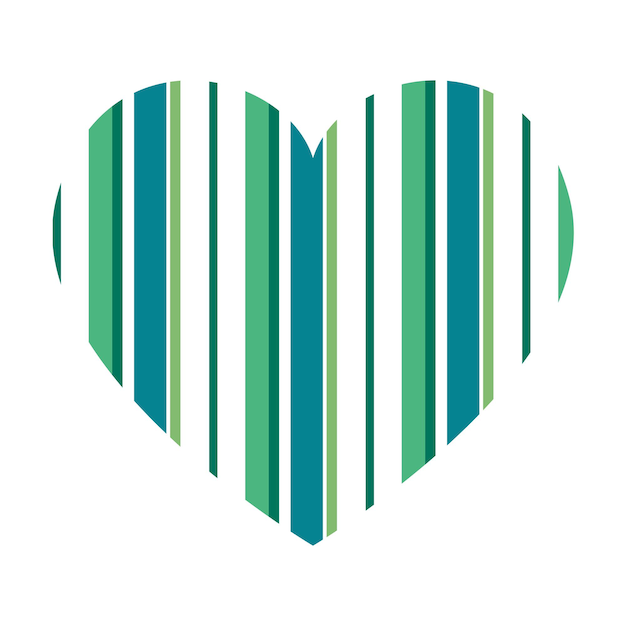 Vector heart with vertical stripes pattern